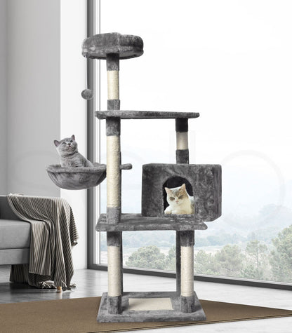 Pawz 130Cm Cat Tree Toy Scratching Post Scratcher Tower Condo Wooden House Grey