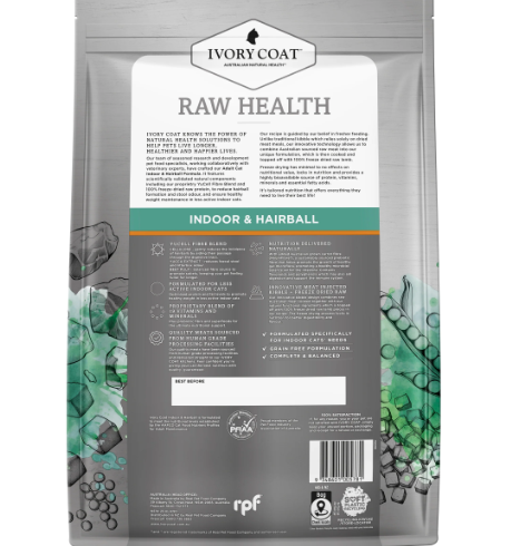 Ivory Coat Adult Cat Raw Health Indoor & Hairball – 2kg