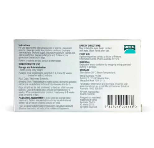 ParaGard - Allwormer Tablets - for Large Dogs - 3 Tablets