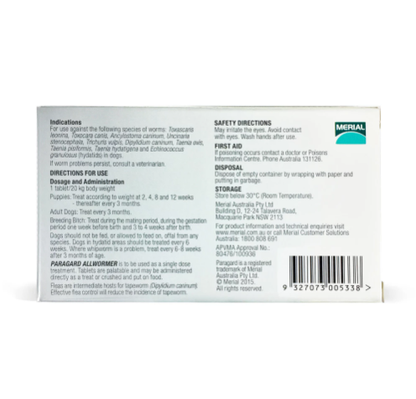 ParaGard - Allwormer Tablets - for Medium Dogs - 4 Tablets