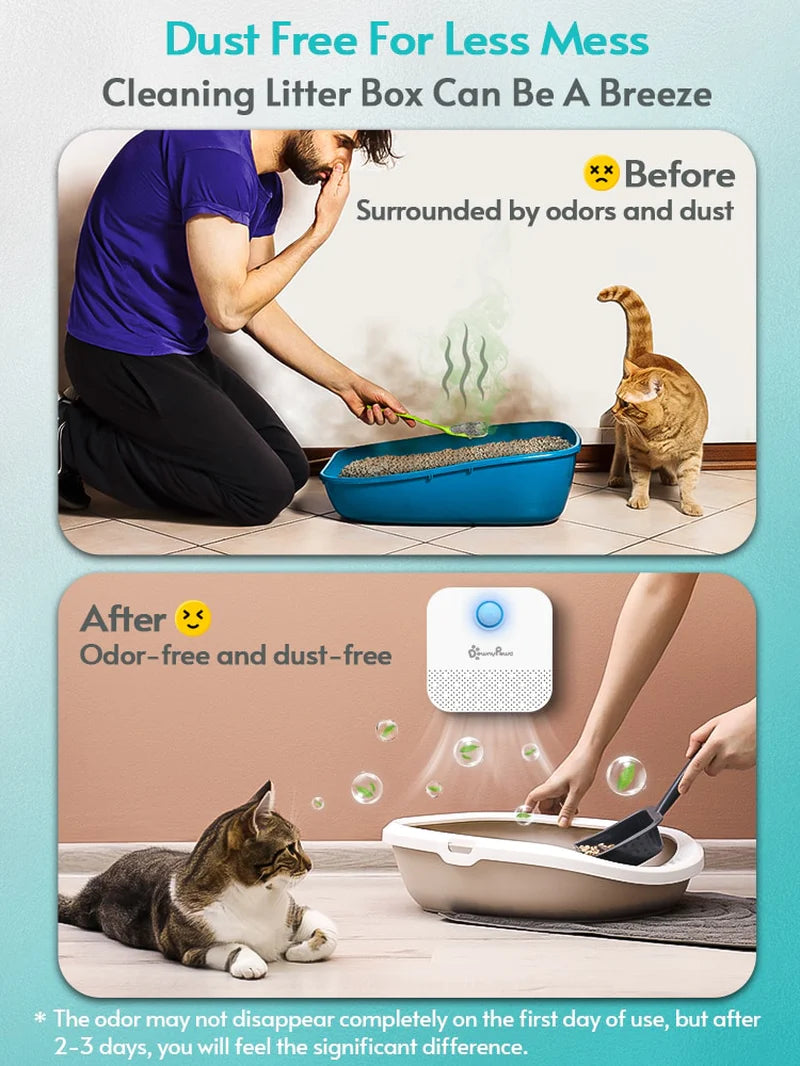 Transform Your Cat's Litter Box Experience with Downypaws 4000Mah Smart Odor Purifier - Keeping Your Home Fresh and Clean!